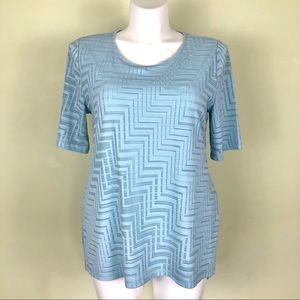 Chico's Light Blue Geometric Print Top Size Large